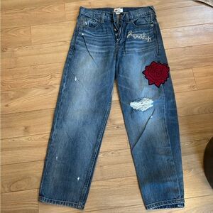 Ariat X Rodeo Quincy Blue Jeans with Red Rose Patch